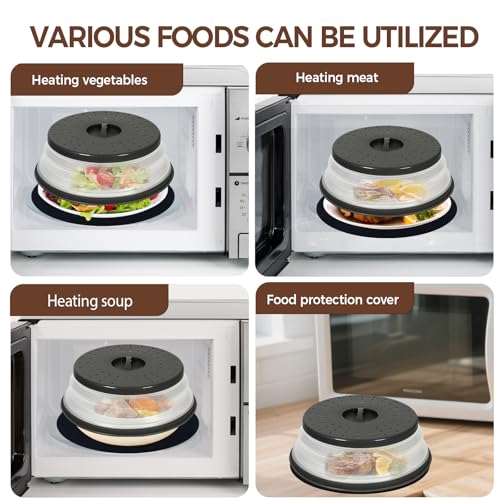 12 Inchs Microwave Splatter Cover & Silicone Mat (black)
