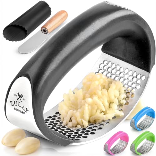 Stainless Steel Garlic Press Rocker Set (Black)