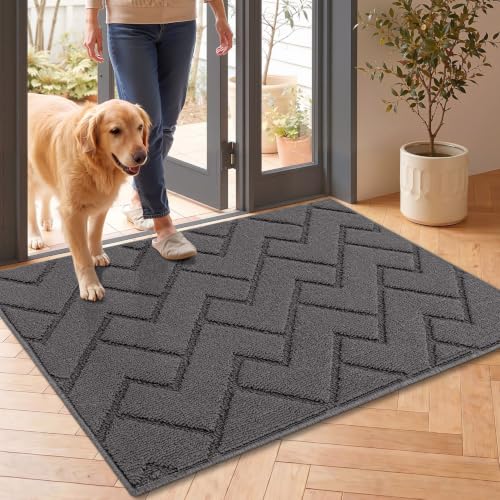 Door Mat Indoor Entrance (Grey / 35" x 24" (Rectangular))