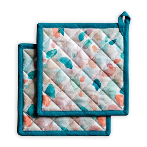 Pot Holders 100% Cotton Potholders (079 - Summer Picnic / 8" x 8" (Pot Holder Pack of 2))