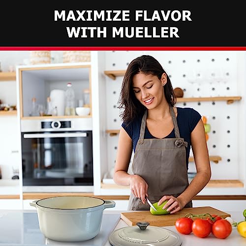 Mueller DuraCast 6QT Enameled Cast Iron Dutch Oven with Lid (6 Quart -Round / Oyster White)