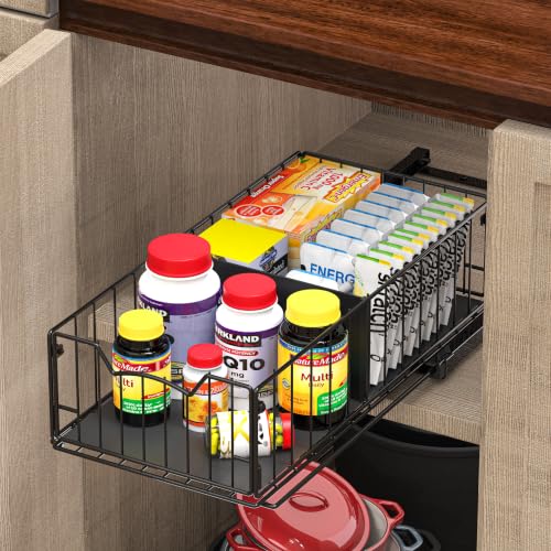 Pull Out Cabinet Sliding Basket (Black)