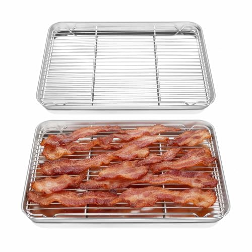18x13 Inch Stainless Steel Baking Half Sheet with Cooling Rack Set (17.6x13x1)