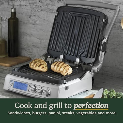 6-in-1 Elite Griddler, Electric Grill, Griddle & Top Melt, 500°F Temperature Sear Function, LCD Screen, Dishwasher-Safe Cooking Plates, GR-300WSP1, Stainless Steel (Elite)