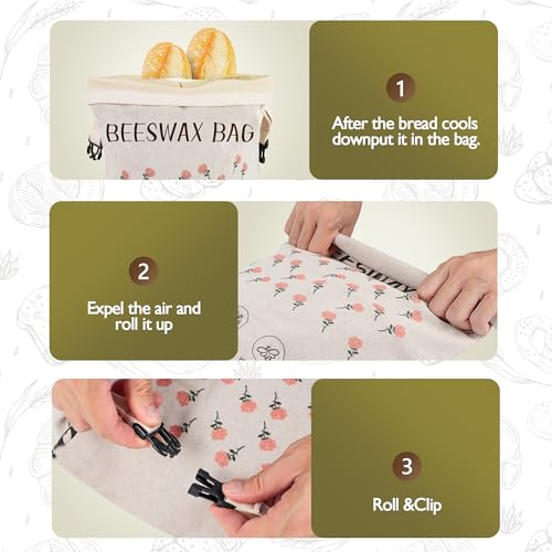 2 Pack Beeswax Bread Bag (1Rose print color)
