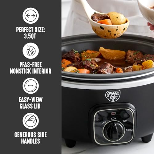 3.5QT Ceramic Nonstick Slow Cooker (Black / 3.5 Quarts)