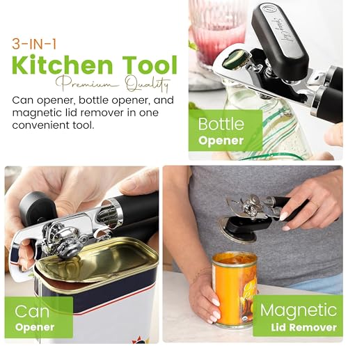 Stainless Steel Manual Can Opener with Soft Grip Handles