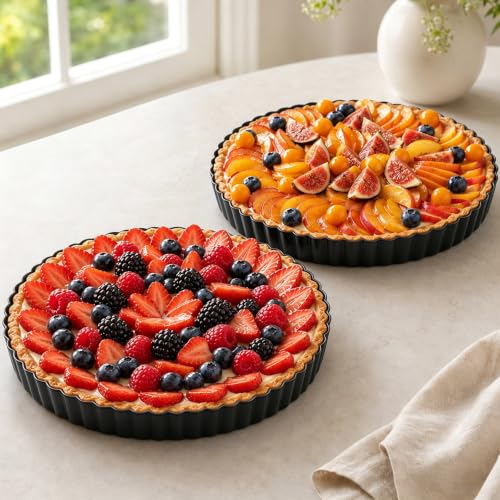 9 Inch Quiche Pans 2 Pack. Removable Bottom (9.45*1.2IN)