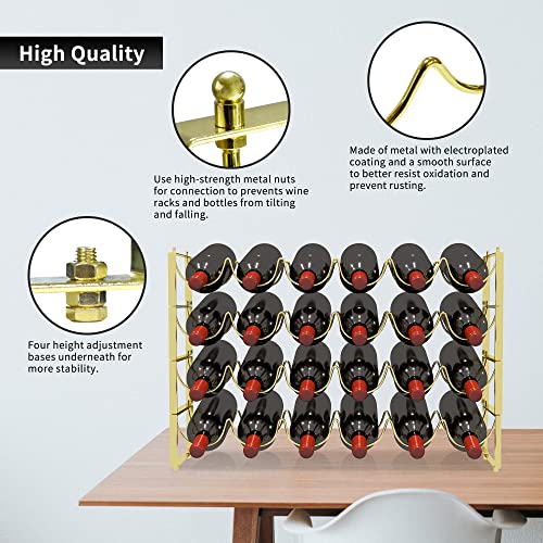4 Tier Wine Rack (Gold / 24-Bottle)
