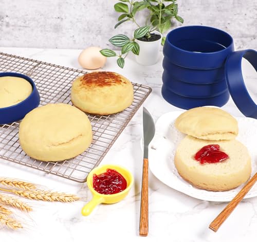 4 Inch Round English Muffin Rings (Blue-4.0)