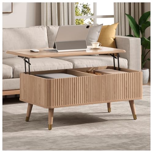 Lift Top Coffee Table with Storage for Living Room (Natural Oak)