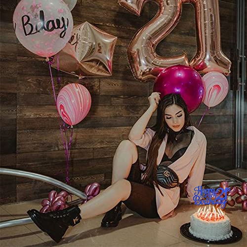 1 PCS Happy 21st Birthday Cake Topper Glitter Cheers to 21 Years Cake Pick 21 Fabulous Cake Decoration for 21st Birthday Theme Party Decorations Supplies Blue (Blue / 21st)
