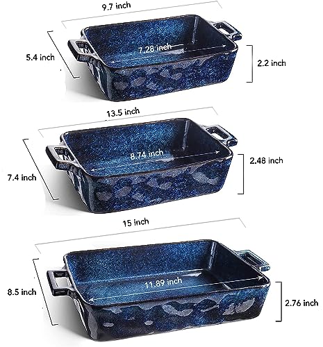 Ceramic Bakeware Set (Set of 3 / Blue)