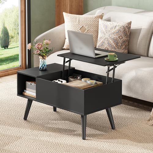 Lift Top Coffee Table with Hidden Storage (Black / 31.5")