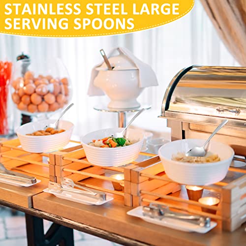 12 Pcs Stainless Steel Serving Spoons Set for Buffet 8.3 Inches Large Serving Utensils Dishwasher Safe Metal Polished Buffet Spoons for Food Cooking Catering Kitchen Banquet Restaurant Gifts