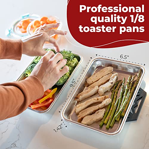 Toaster Oven Pan Nonstick Aluminum Small Tray Set of 2 (9.5" x 6.5" (1/8 Sheet Pans) - 2 PCS)