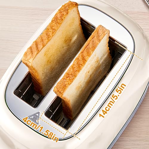 Cream Retro 2‑Slice Bread Toaster