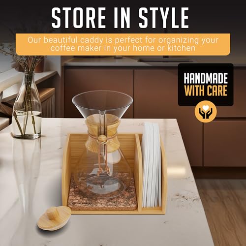 Pour Over Caddy with Lid for Chemex Bodum Cosori Coffee Makers Cork (Cork-1)