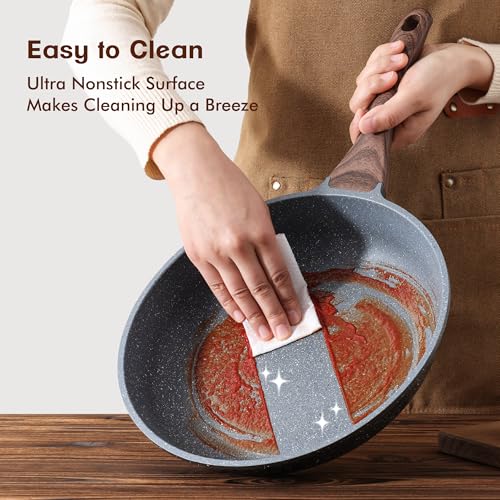 Nonstick Frying Pans (Gray / 8+9.5+11 Inch)