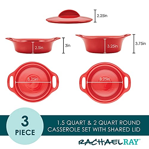Solid Glaze Ceramics Casserole Bakers (Red)