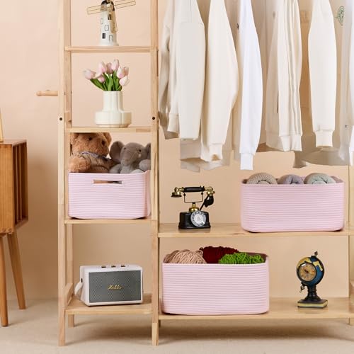 Large Storage Baskets for Shelves (2pcs-L17×W13×H7.5" / Light Pink)
