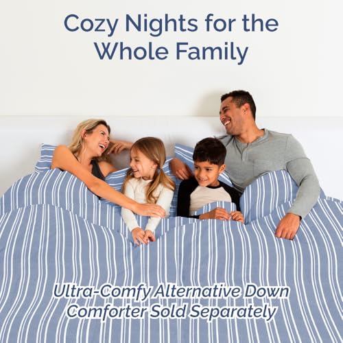 Flex Top Split Head King 4 Piece Sheet Set (42 - Blue Stripes 3 / Split Head/Flex Top)
