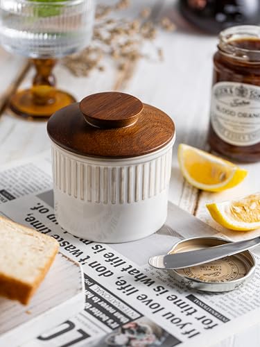 French Butter Dish (Cream White / Stripe-3.94"dia)