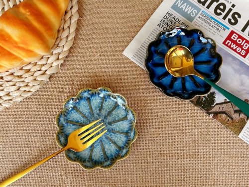 Ceramic Spoon Rest for Stove Top (Retro, Ocean Blue)