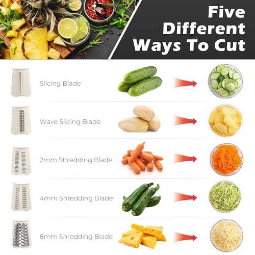 Rotary Cheese Grater 5 Blades Mandoline Slicer for Vegetable