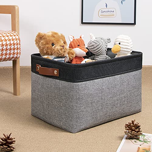 Fabric Baskets for Storage (Black&Grey / L-15"x11"x9.5")