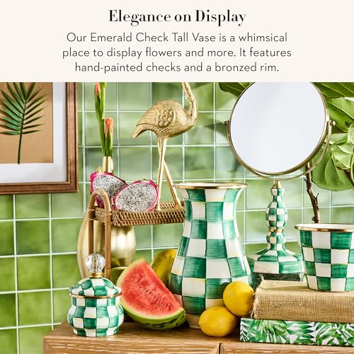 Enamel Tall Vase (Emerald Check)