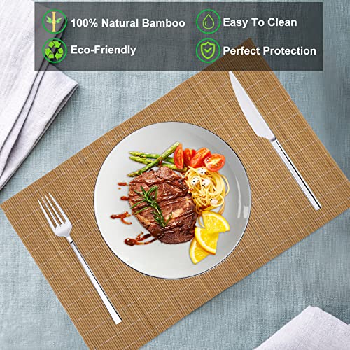 Set of 8 Pcs Bamboo Placemats Sushi Rolling Mat Japanese Style Natural Anti (Brown / Set of 8)
