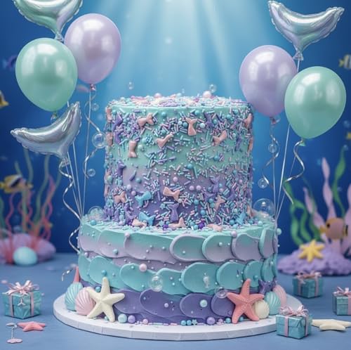 Sprinkles Edible Cake and Cupcake Sprinkles with Assorted Shapes and Sizes for Parties (Mermaid)