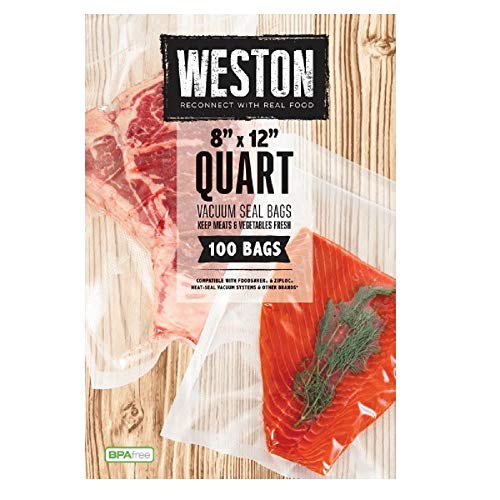 8" x 12" Quart Vacuum Sealer Bags For Meal Prep & Sous Vide (100 Count, Clear / 8" x 12" (Quart))