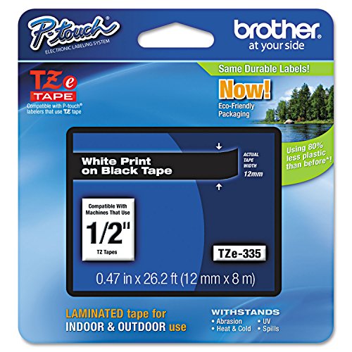 International TZe335 P (White on Black / 12mm (0.47”) / Pack of 1)