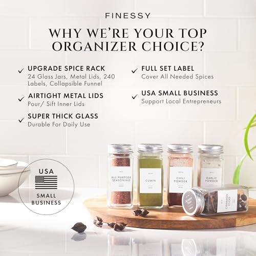 Thick Glass Spice Jars With Airtight Lids And Labels 4oz 24 Pack (4 Count)
