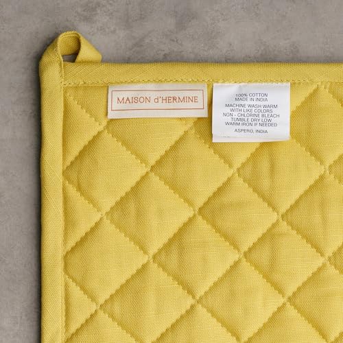 100% Cotton Oven Mitt & Pot Holder Set (004 - Limoncello / 7.5" x 13" & 8" x 8" (Oven Mitt & Pot Holder))