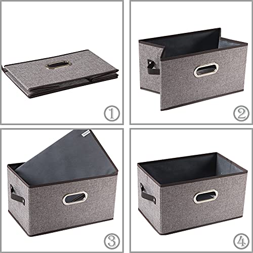 Fodable Storage Baskets for Closet [5 (Grey&black Trim / Medium(5-Pack))