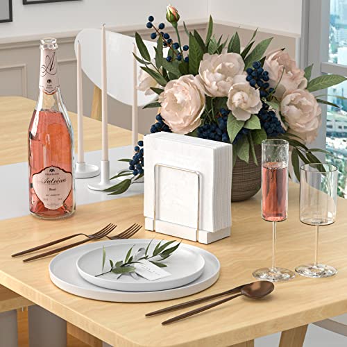 Napkin Holder for Table (Silver/White / 5.78 x 2.51 x 5.04 inches)