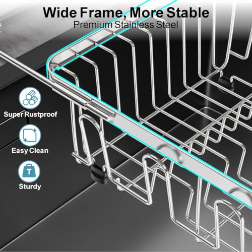 Dish Drying Rack Over the Sink (Silver / For 11.5"-30"W Sink)