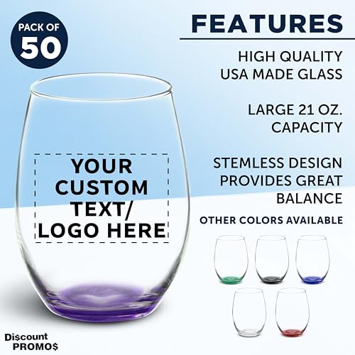 50 ARC Stemless Wine Glasses Set (50 Count)