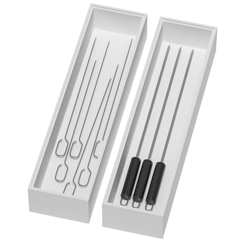 Bamboo Kitchen Drawer Organizer (12 x 3 x 2 Inch / White)