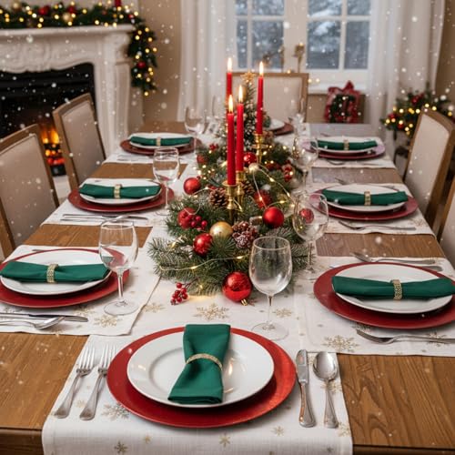 50 Pcs Red Charger Plates 13" Plastic Round Charger Dinner Plates (Modern Style / Red)