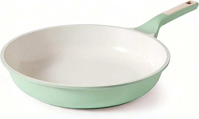 SENSARTE Nonstick Ceramic Frying Pan 9.5-Inch, Healthy Non Toxic Skillet, Induction Compatible Omelet Pan with Heat Resistant Handle, PFAS-Free, Mint Green