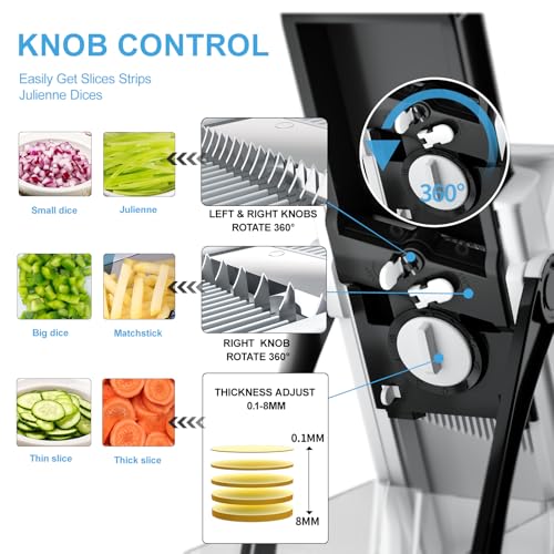Safe Mandoline Slicer for Kitchen (3rd Gen, Black+Green)