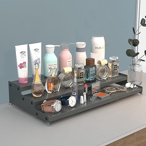 Expandable Spice Rack organizer with 3 (Gun-grey / 2 PACKS/GUN-GREY)
