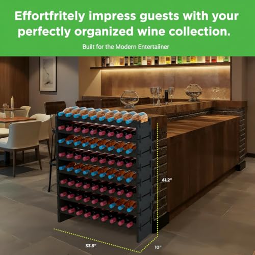 72 Bottle Wine Rack Stackable Bamboo Freestanding (72 Bottle - Black)