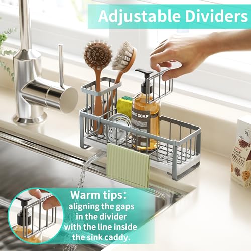 Sponge Holder for Kitchen Sink (Gray / with Dishcloth Holder)