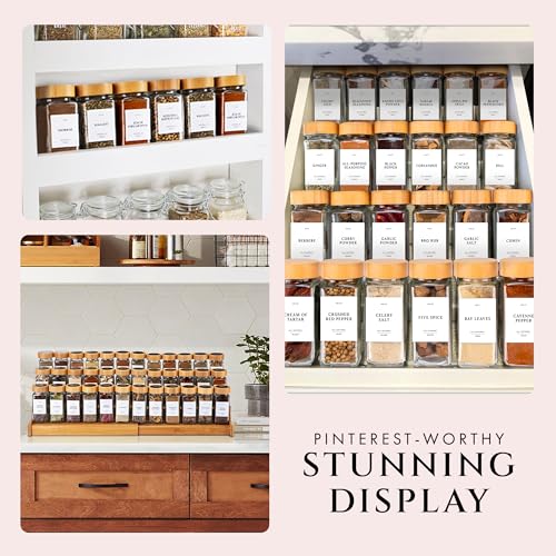 Thick Glass Spice Jars With Bamboo lids And Labels