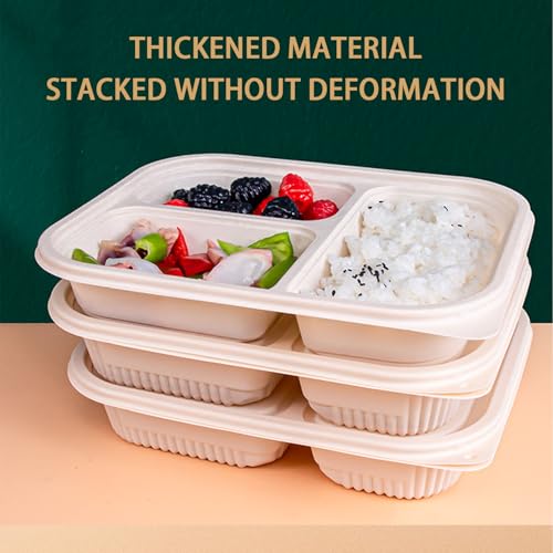 30 Pack of 3 Compartment Disposable Biodegradable containers (30 Pack 36 oz 3-Compartment Containers)